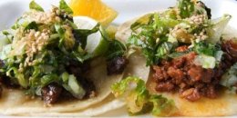 kogi short rib and spicy pork tacos